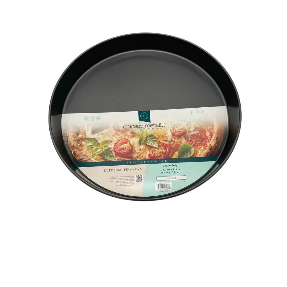 Carbon Steel Deep Dish Pizza Pan Chicago Metallic 14”Professional Heavy Duty New